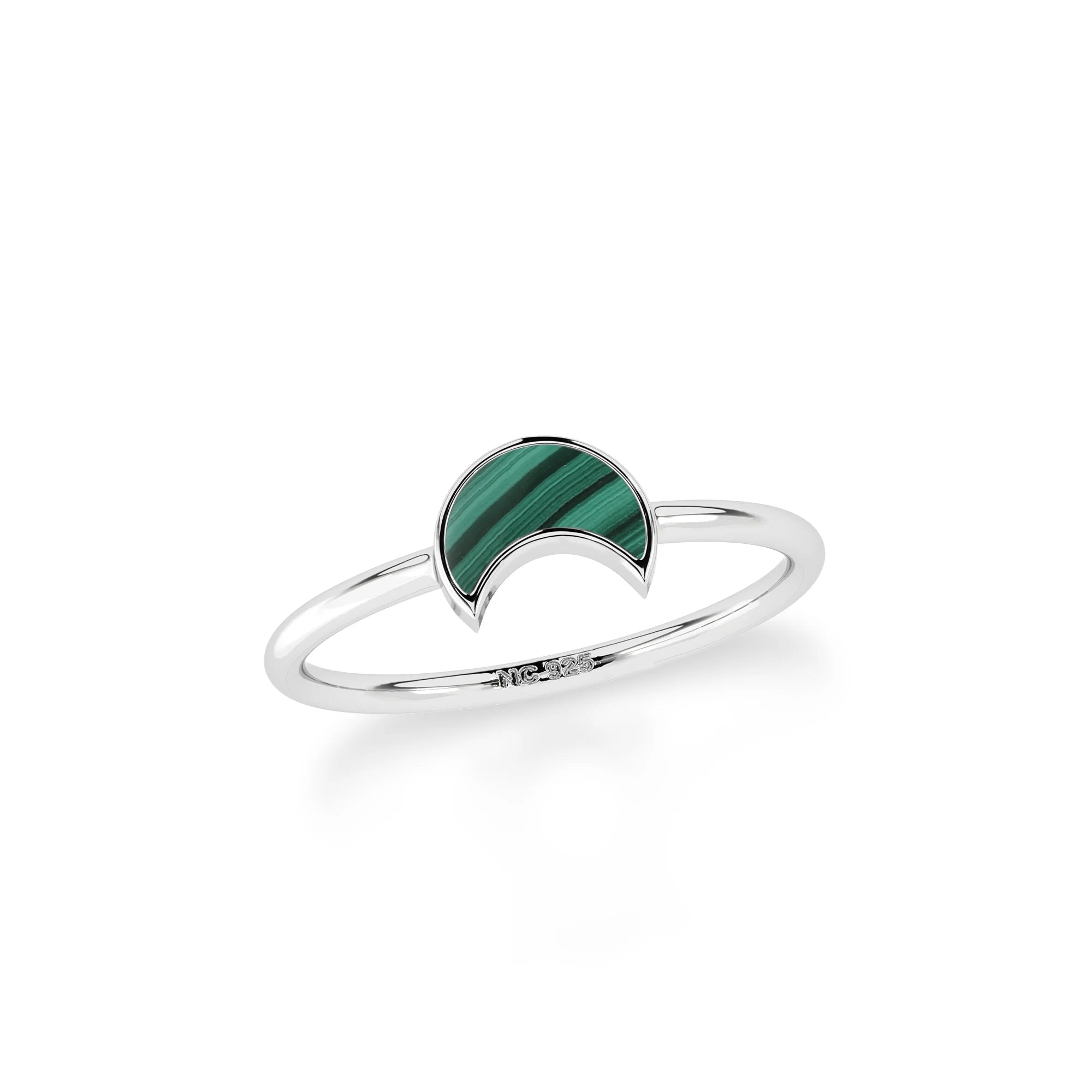 malachite stackable bezel-set ring