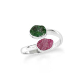 emerald-ruby stackable bezel-set ring