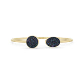 Natural Cab Multi Titanium Druzy Oval-Round Shape Twister Bracelets for Women in 18K Gold Vermeil
