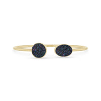 Natural Cab Multi Titanium Druzy Oval-Round Shape Twister Bracelets for Women in 18K Gold Vermeil