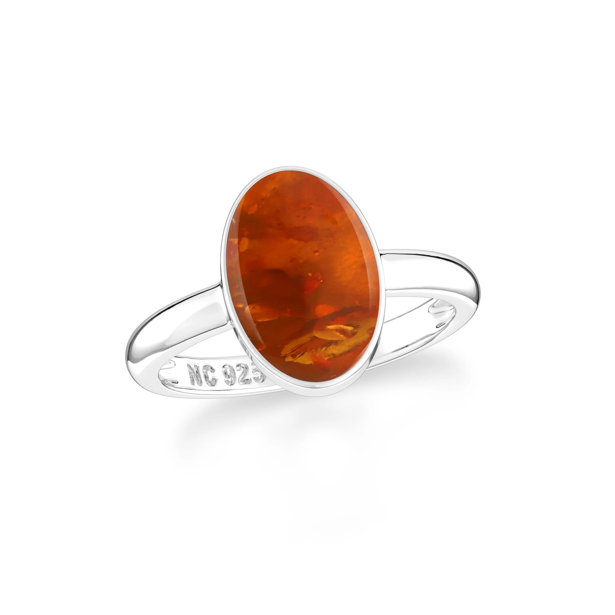amber bezel-set ring