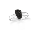 black tourmaline bezel-set ring