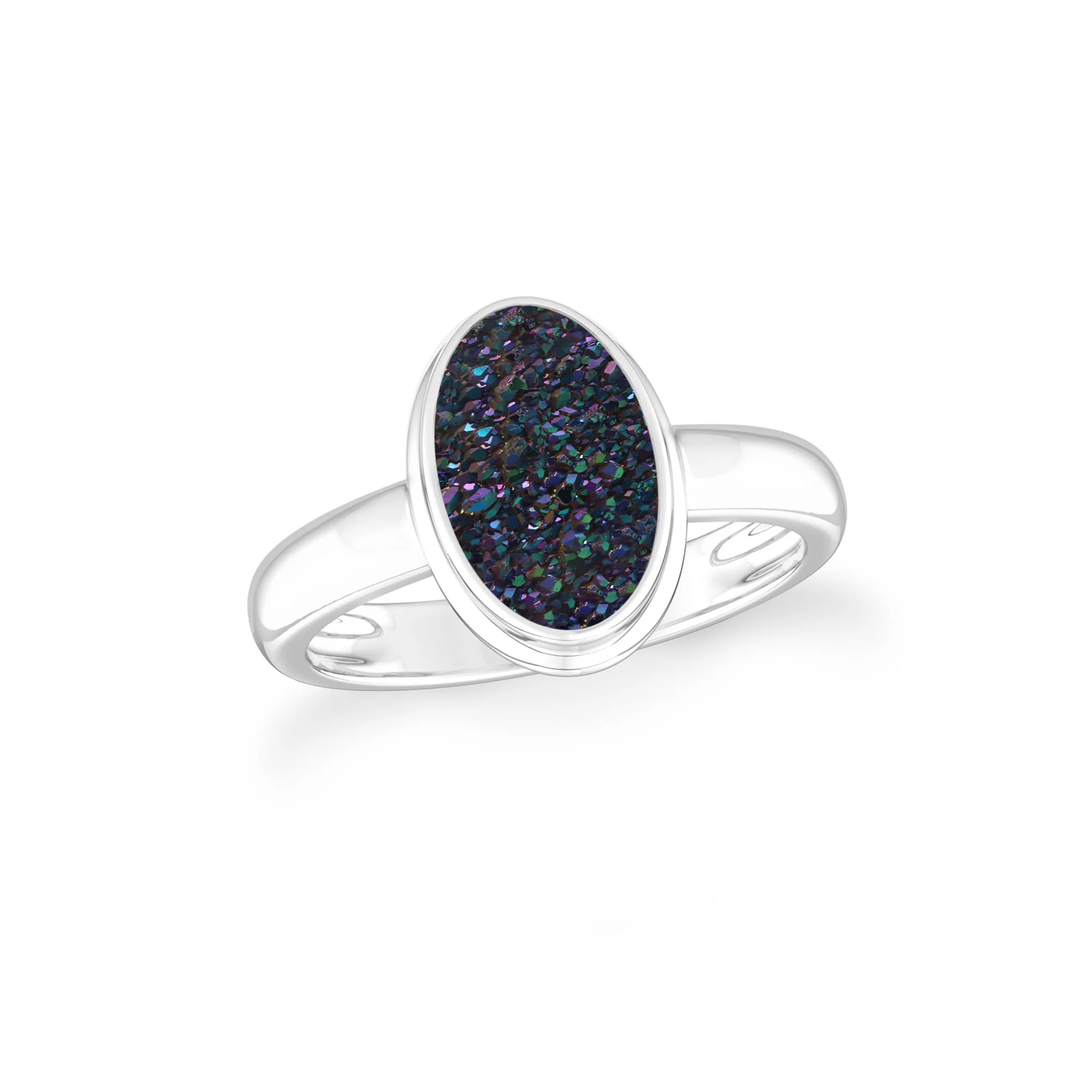 multi-titanium-druzy bezel-set ring