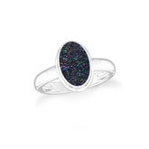 multi-titanium-druzy bezel-set ring
