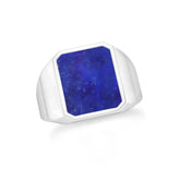 lapis lazuli men bezel-set ring