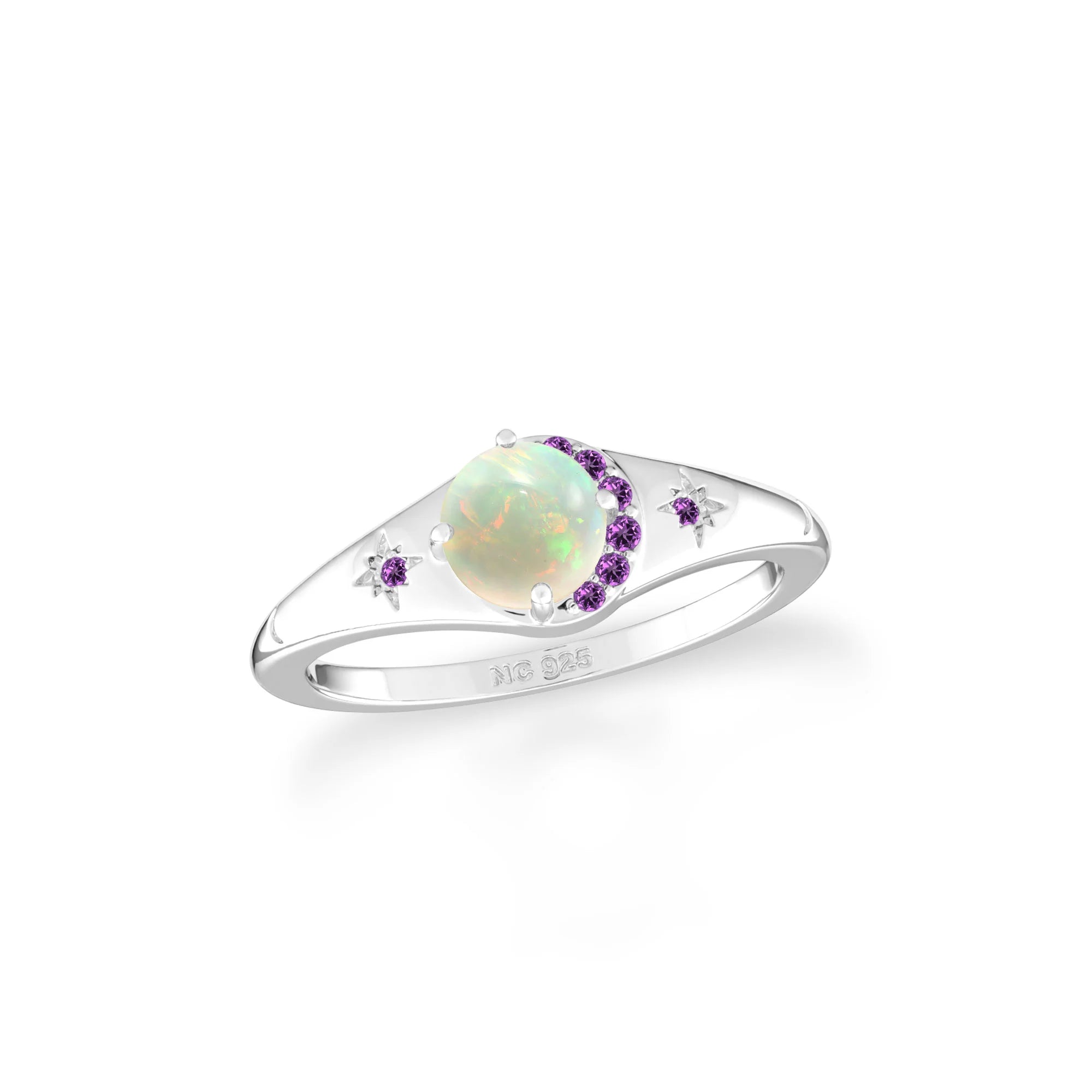 ethiopian-opal-amethyst prong-set ring