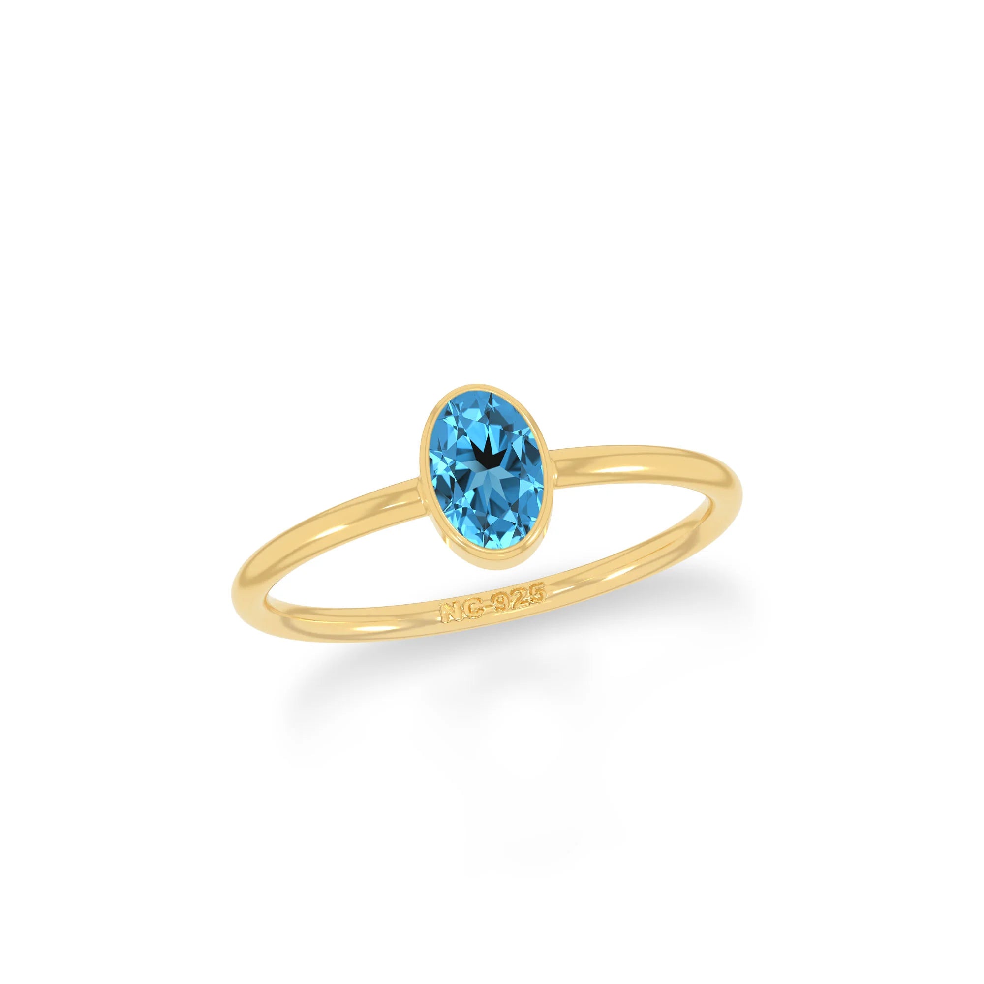 swiss blue topaz stackable bezel-set ring
