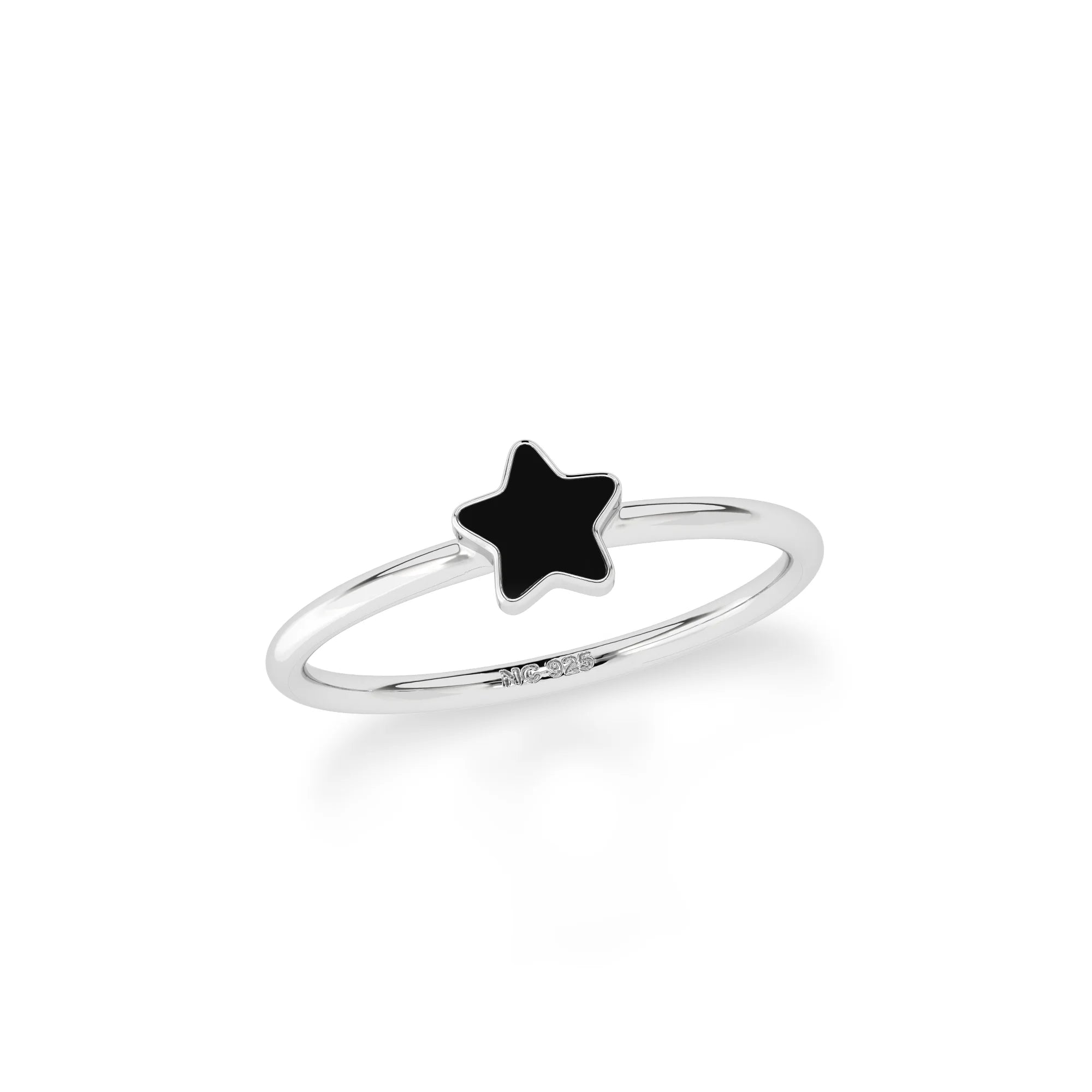 black tourmaline stackable bezel-set ring