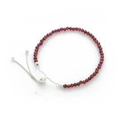 Natural Garnet Bolo Bracelets for Women in Sterling Silver