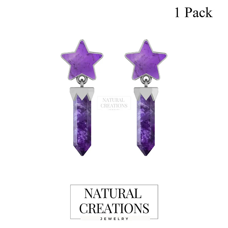 amethyst slice earrings