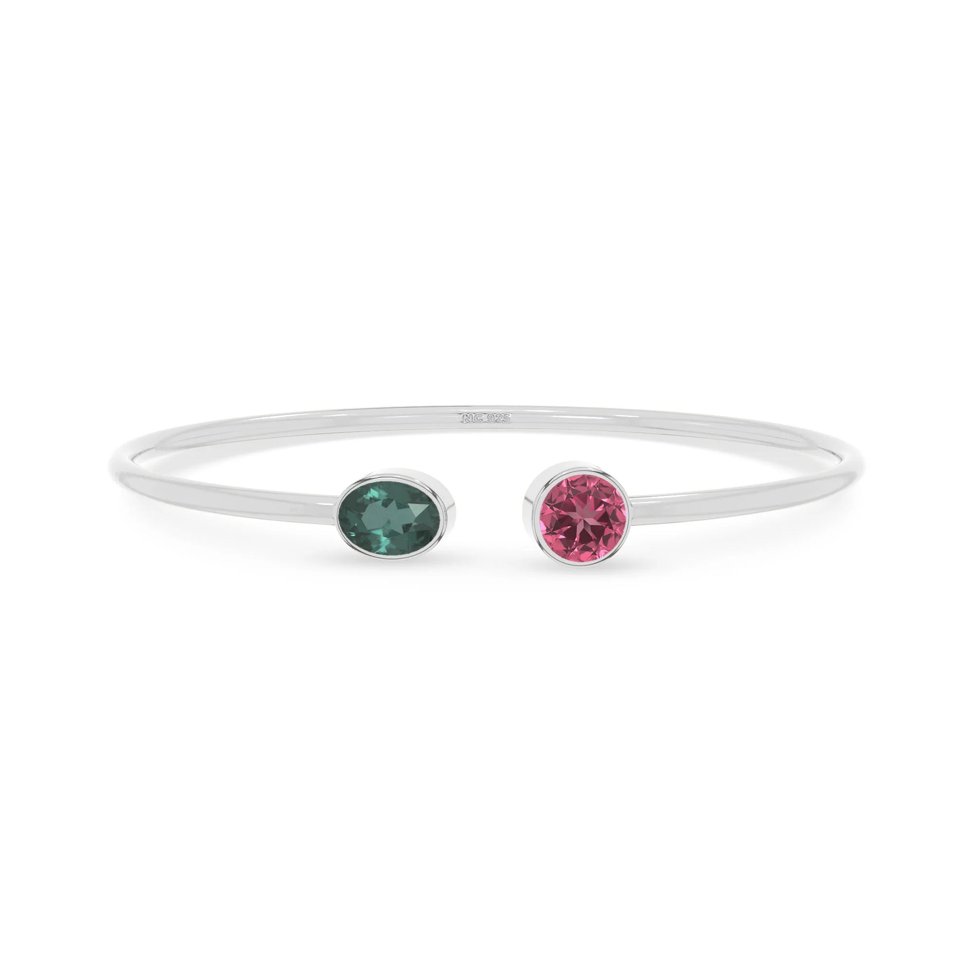 green tourmaline with pink tourmaline cut bracelet