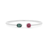 green tourmaline with pink tourmaline cut bracelet