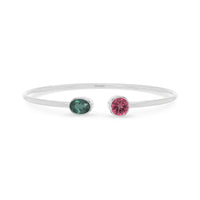 green tourmaline with pink tourmaline cut bracelet