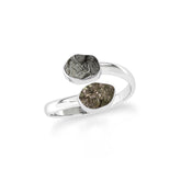 meteorite-pyrite stackable bezel-set ring