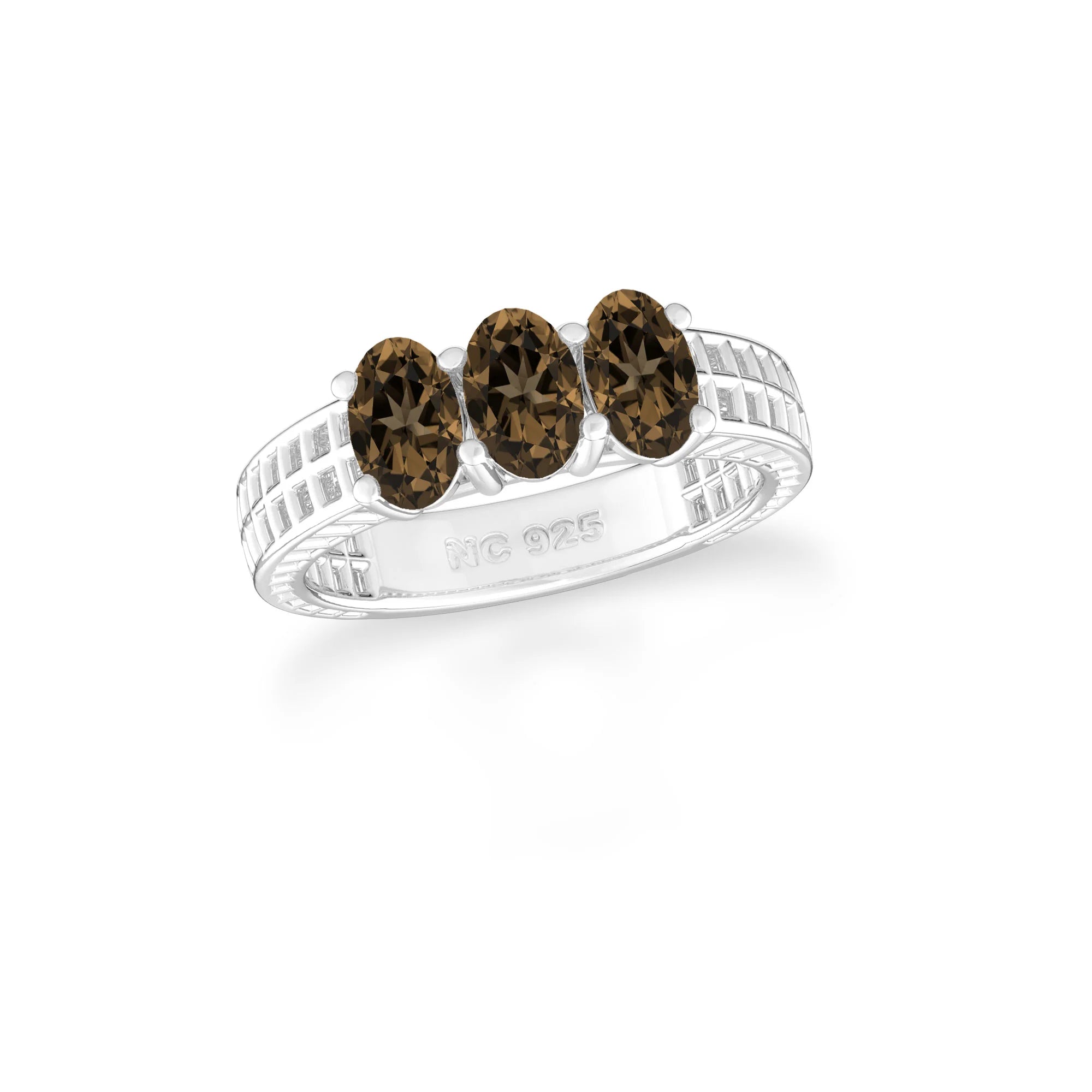 smoky-quartz prong-set ring