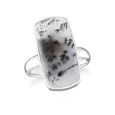 dendritic-opal bezel-set ring