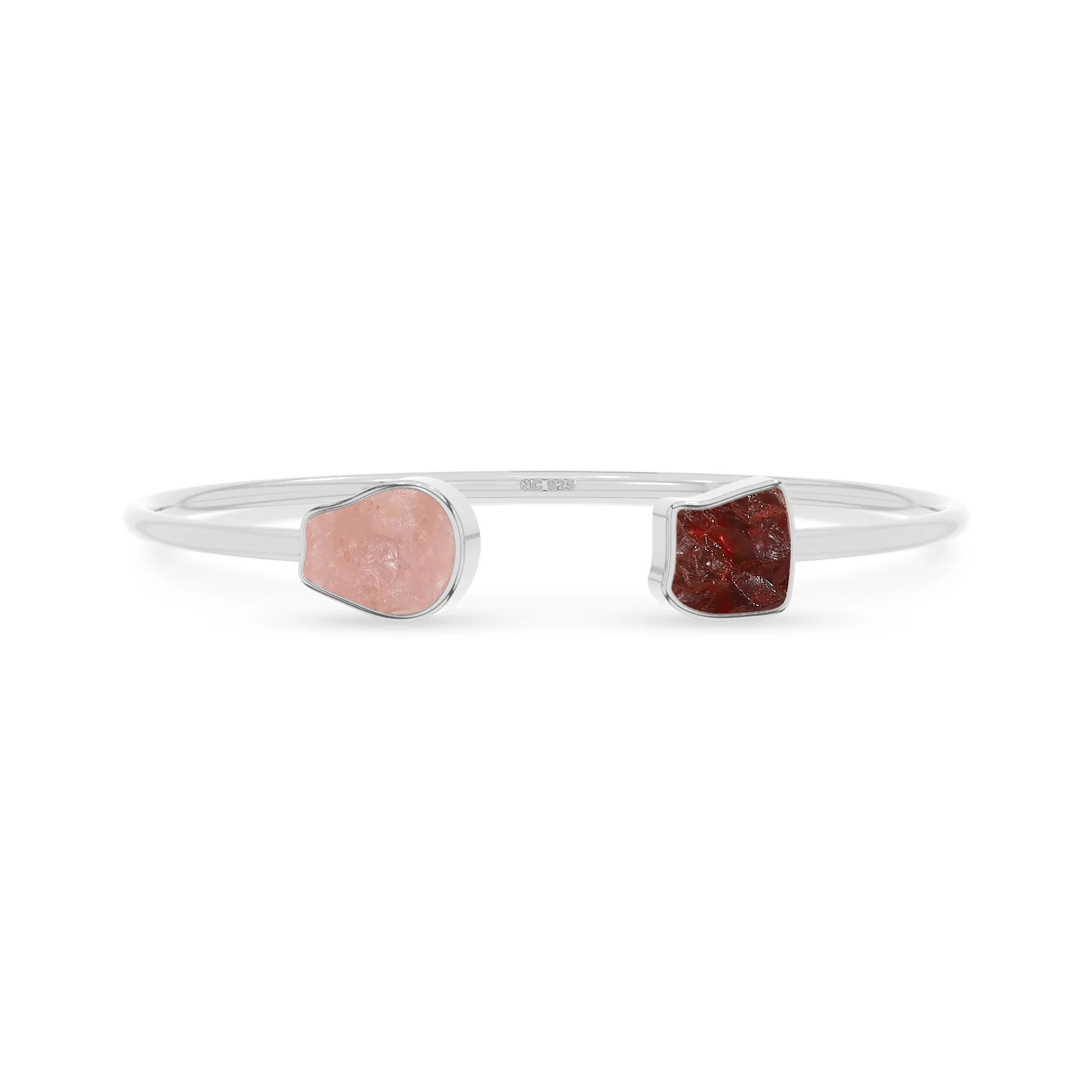 rose quartz garnet twister bracelet