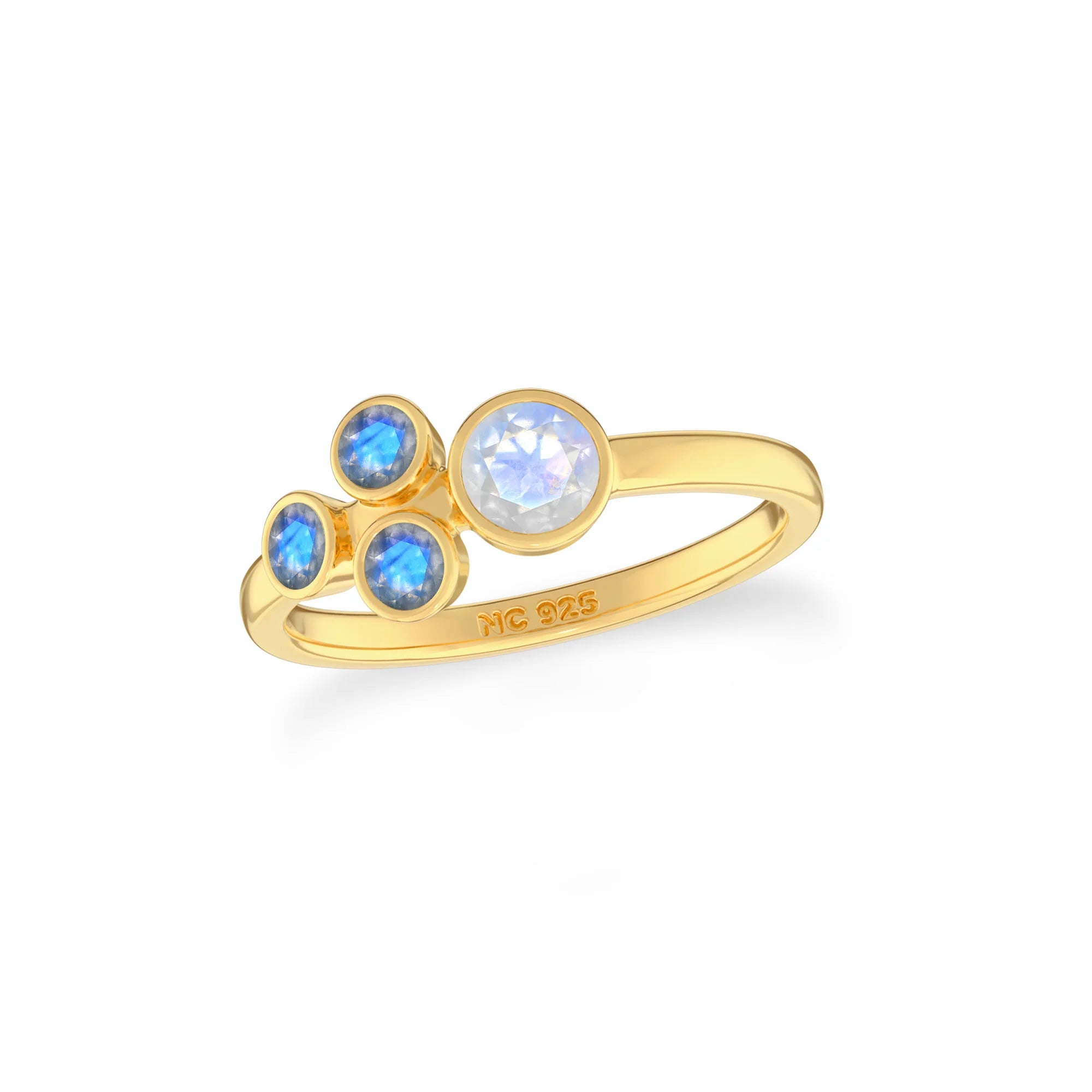 natural rainbow moonstone & labradorite ring