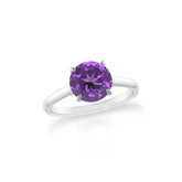 Natural Amethyst Round Solitaire Engagement Rings