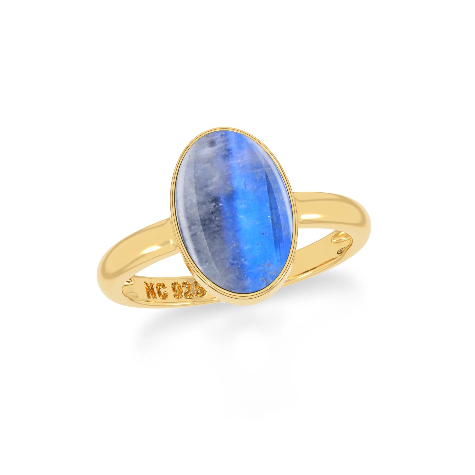 blue moonstone bezel-set ring