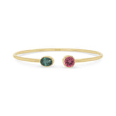 green tourmaline with pink tourmaline cut bracelet