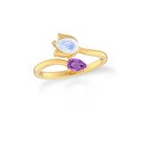 rainbow moonstone & amethyst ring