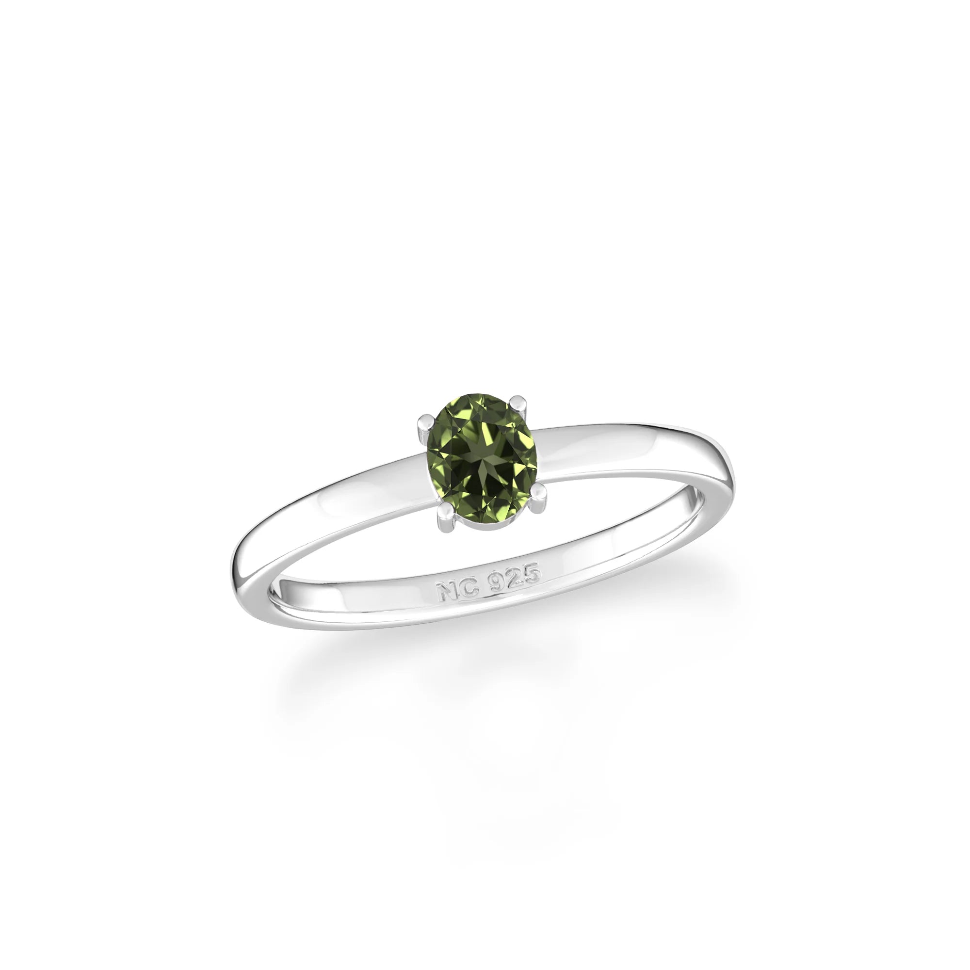 moldavite stackable prong-set ring