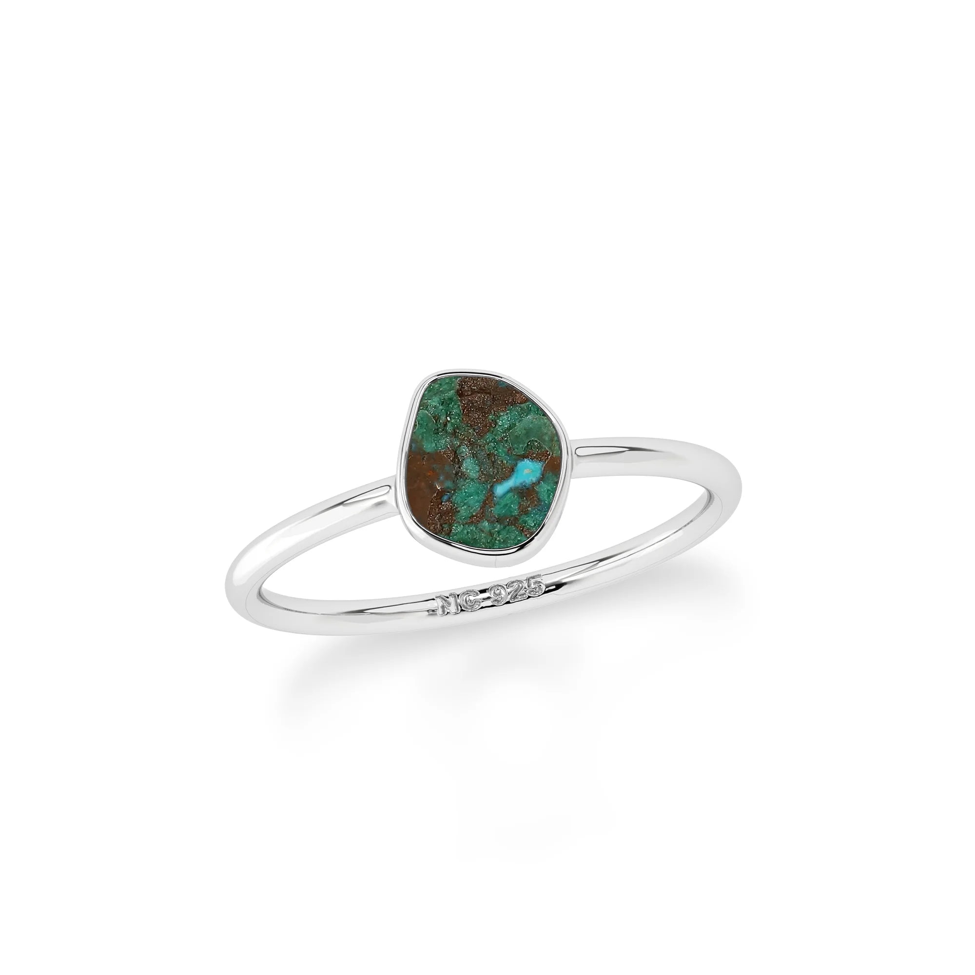 chrysocolla stackable bezel-set ring