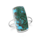 chrysocolla bezel-set ring