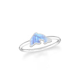 rainbow moonstone stackable bezel-set ring