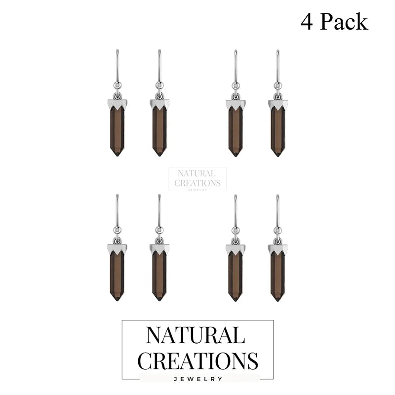 smoky quartz cut earrings