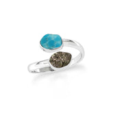 turquoise-pyrite stackable bezel-set ring