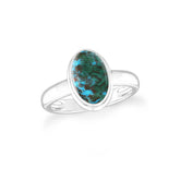 chrysocolla bezel-set ring