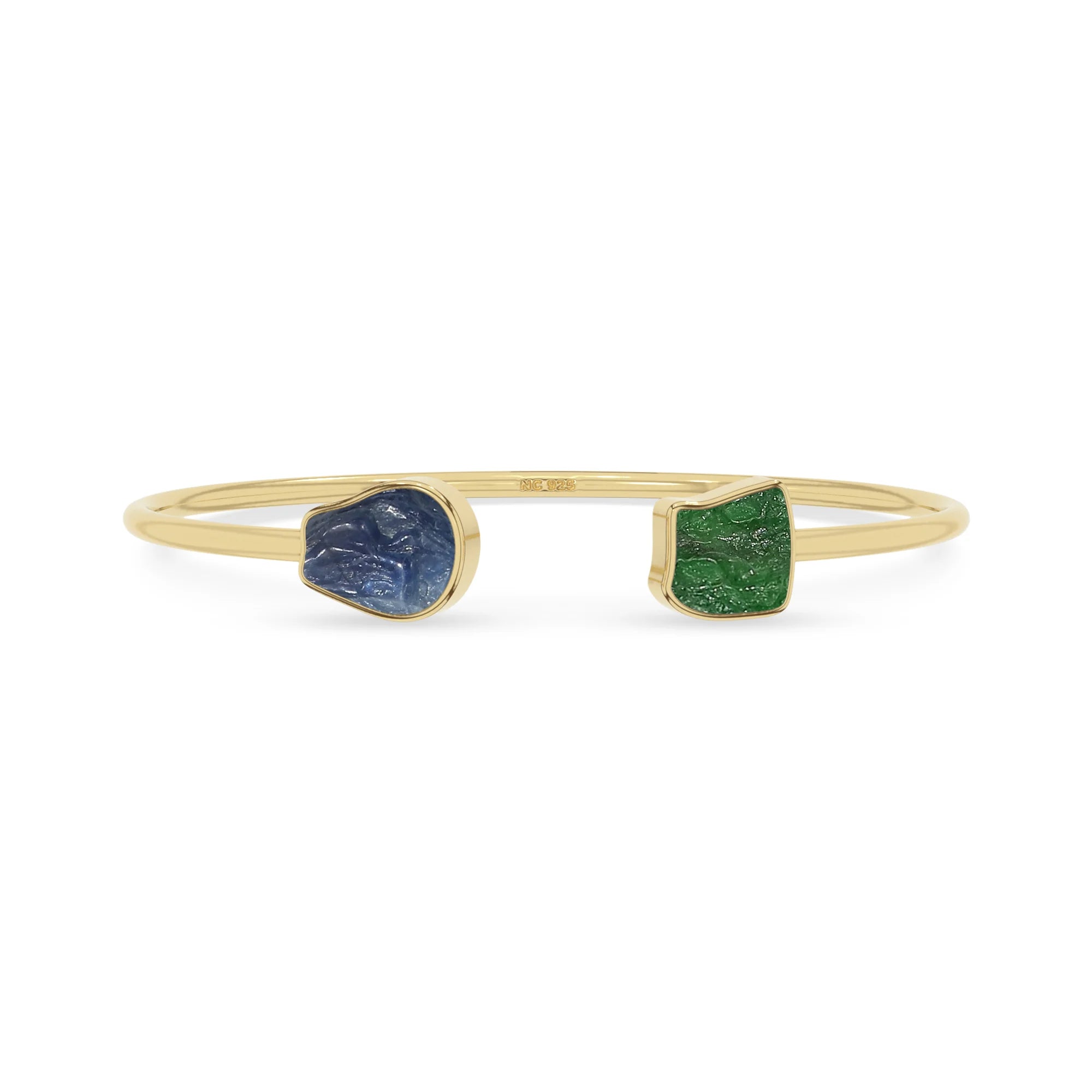 blue sapphire with emerald twister bracelet