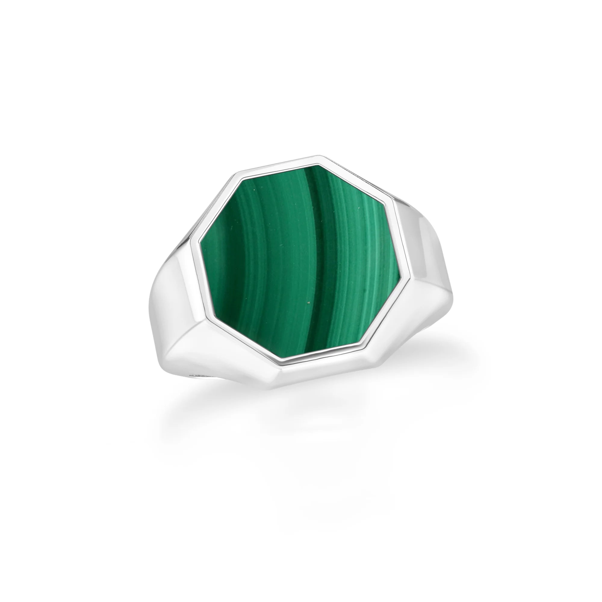 malachite men bezel-set ring