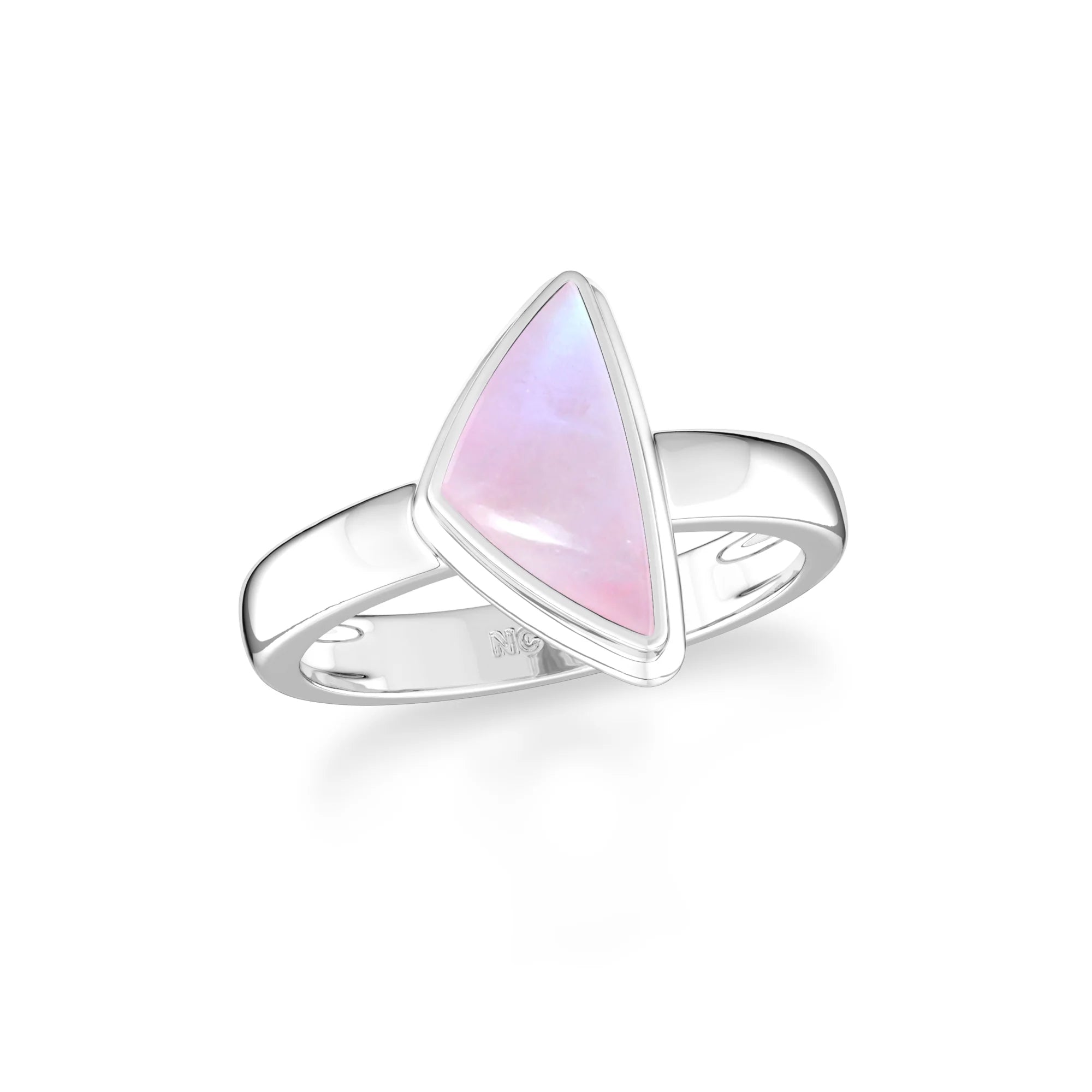 pink-moonstone bezel-set ring