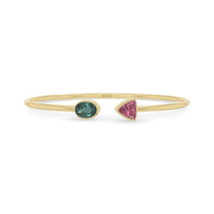 green tourmaline with pink tourmaline cut bracelet