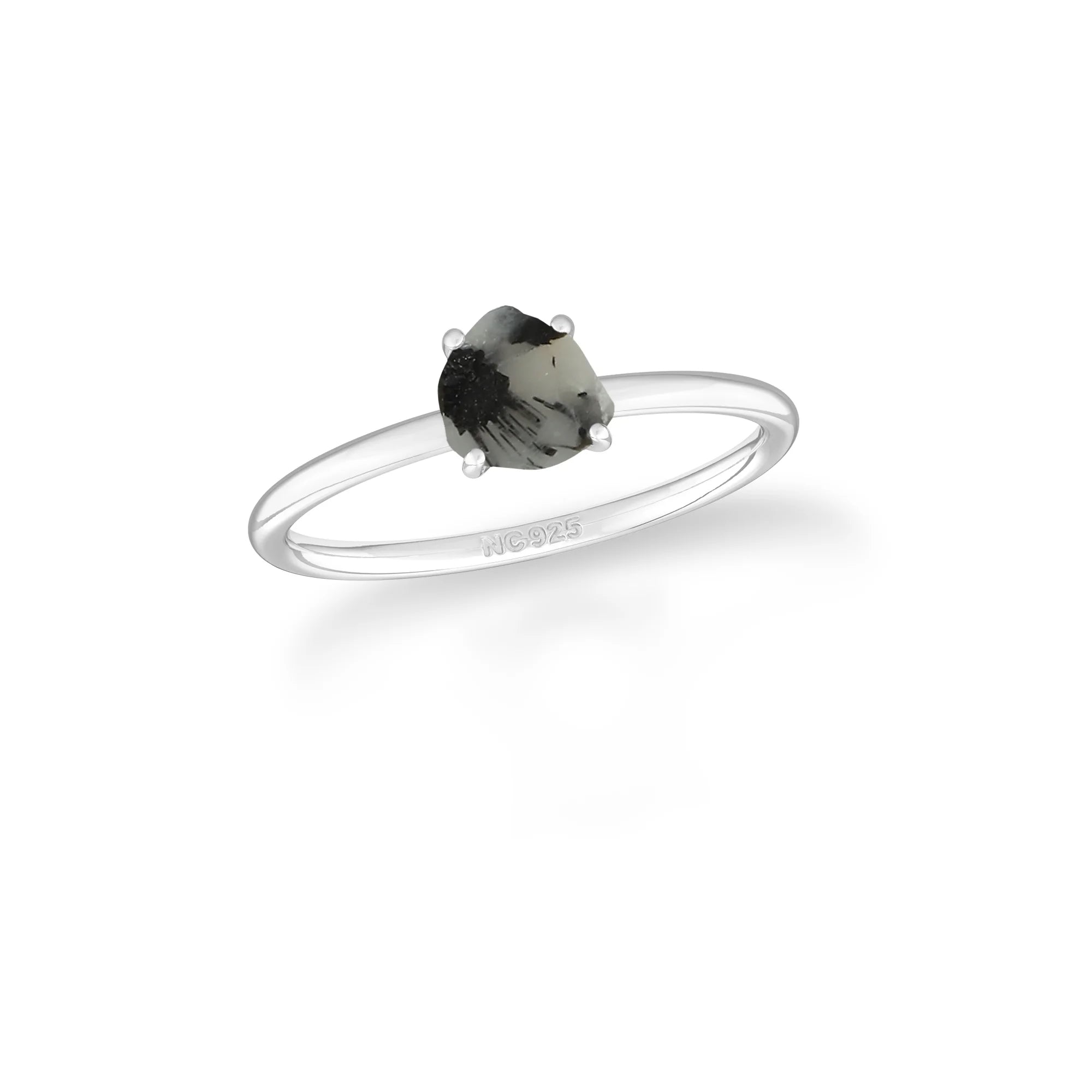 tourmalated quartz stackable prong-set ring