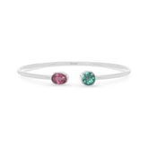 pink tourmaline with green tourmaline cut bracelet