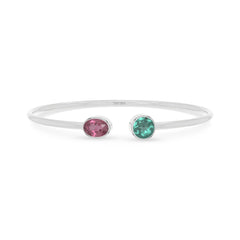 pink tourmaline with green tourmaline cut bracelet