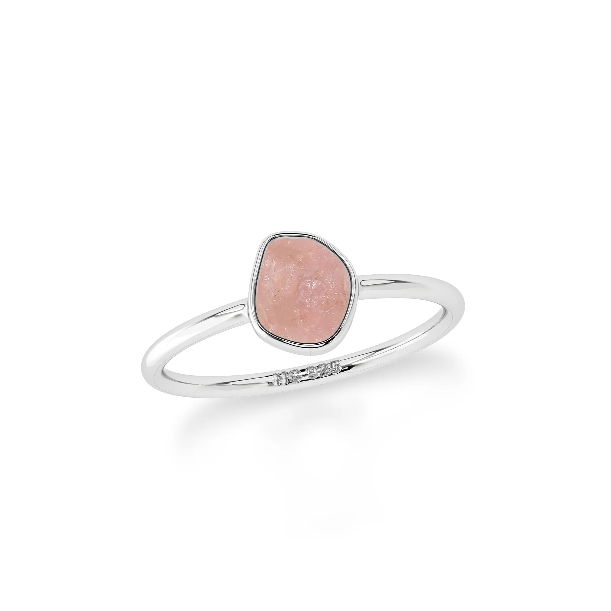 rose quartz stackable bezel-set ring