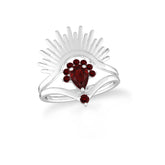 red garnet prong-set ring