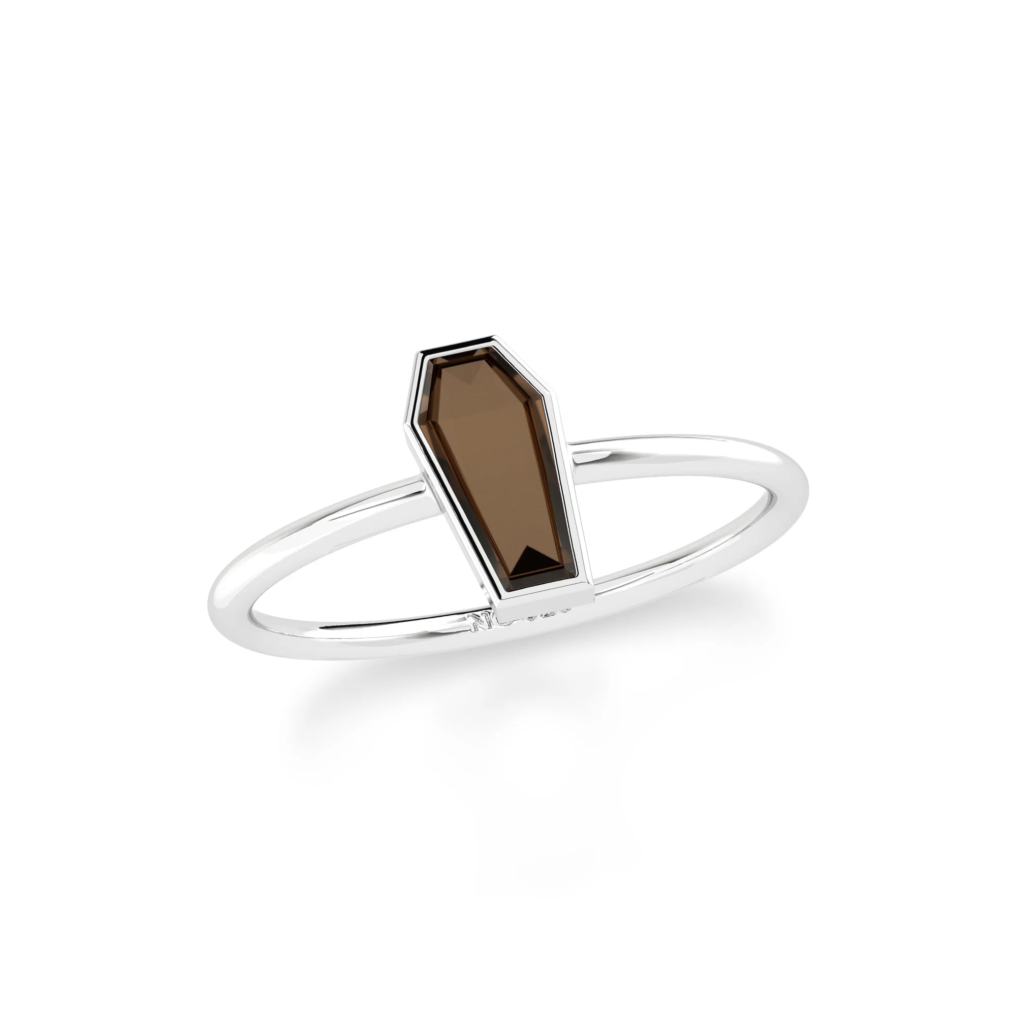 smoky quartz bezel-set ring