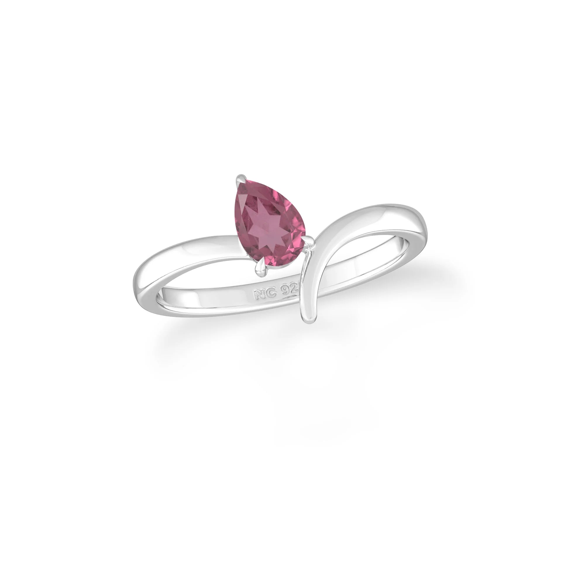 natural pink tourmaline ring for women in sterling silver