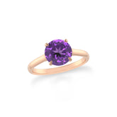 Natural Amethyst Round Solitaire Engagement Rings
