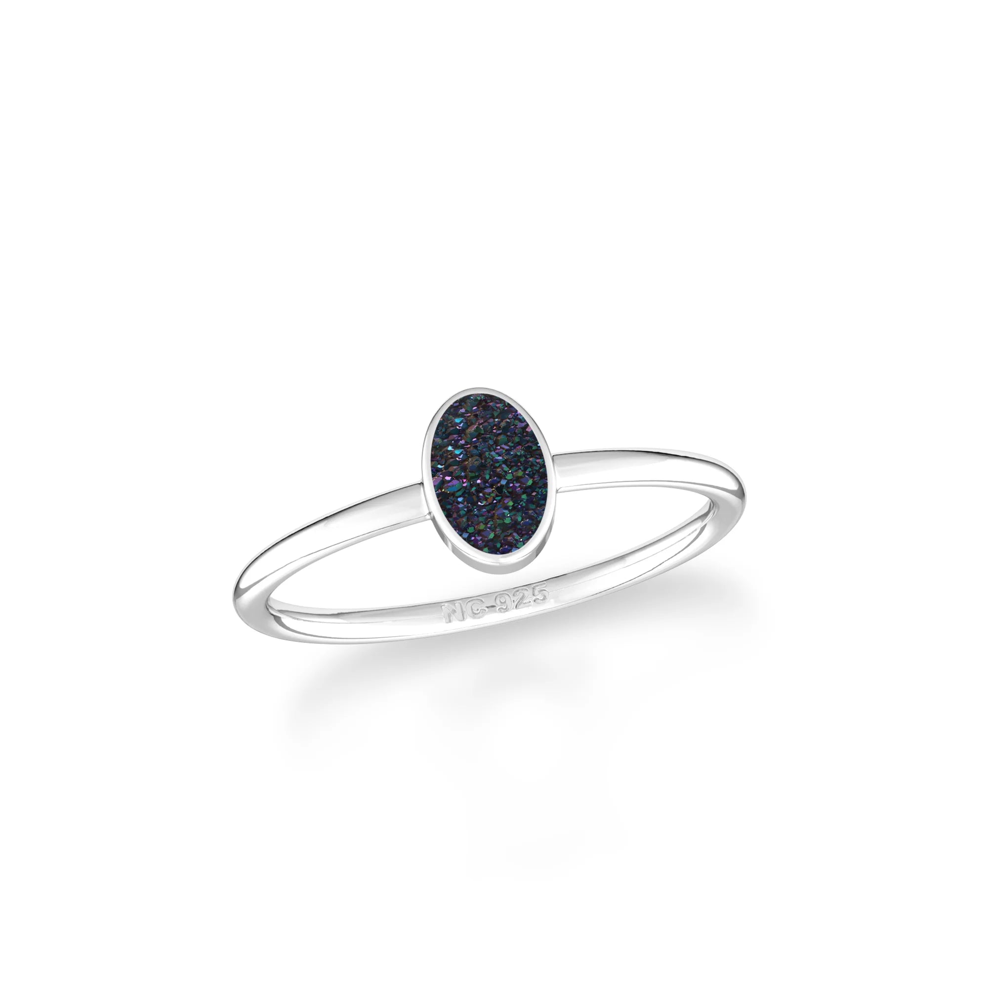 multi titanium druzy bezel-set ring