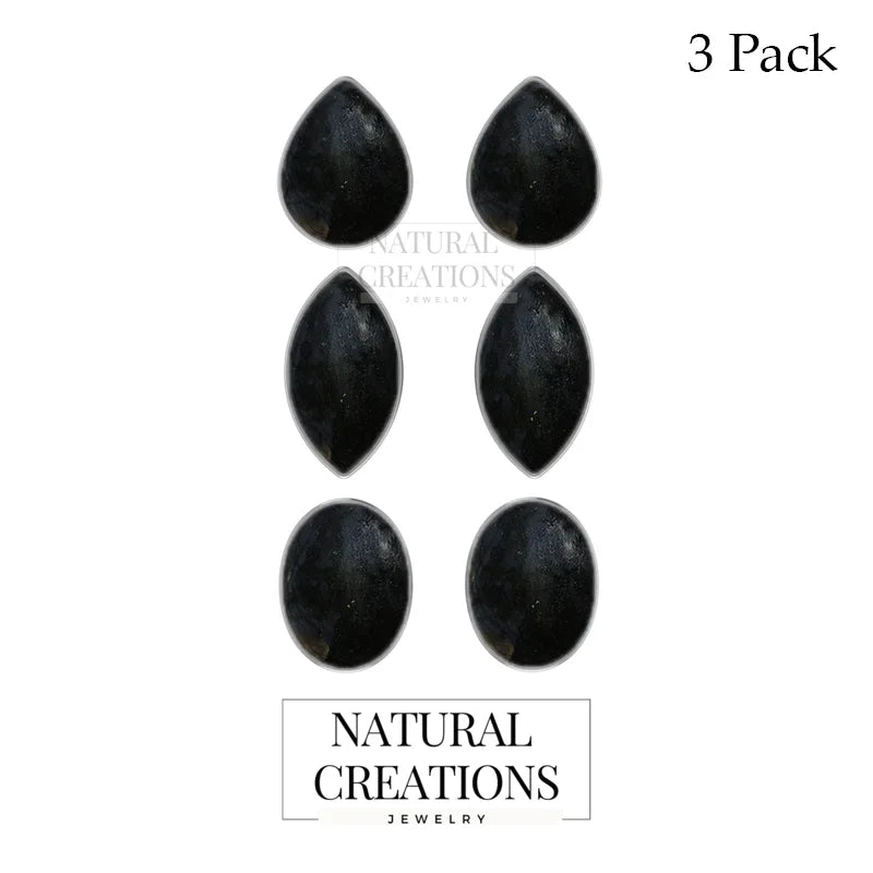 black tourmaline cab earrings