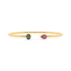 green tourmaline with pink tourmaline cut bracelet