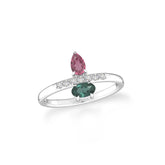 pink-tourmaline-green-tourmaline prong-set ring