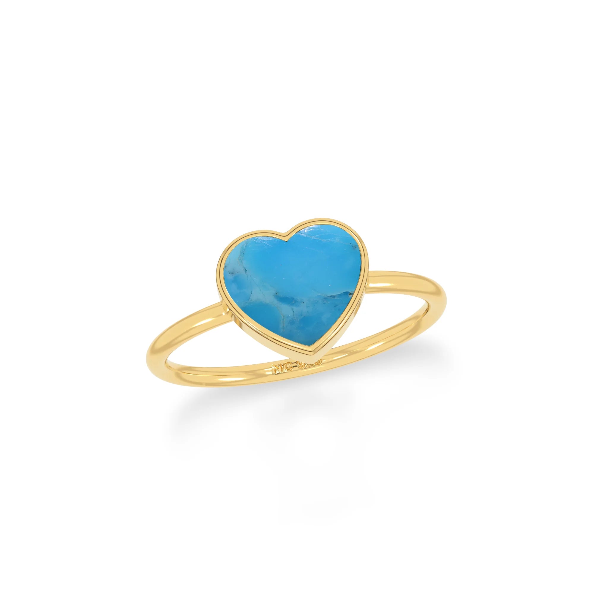 compressed turquoise blue stackable bezel-set ring